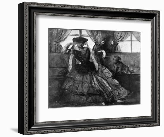 A Lady with Her Dog, 19th Century-Constantin Guys-Framed Giclee Print