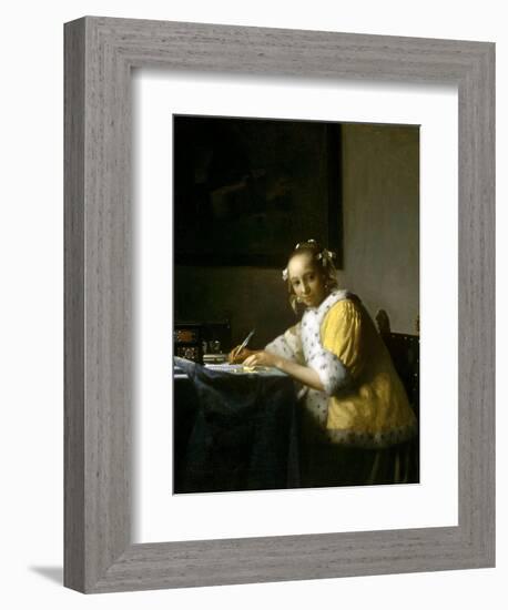 A Lady Writing a Letter-Johannes Vermeer-Framed Premium Giclee Print