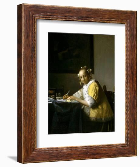 A Lady Writing a Letter-Johannes Vermeer-Framed Premium Giclee Print