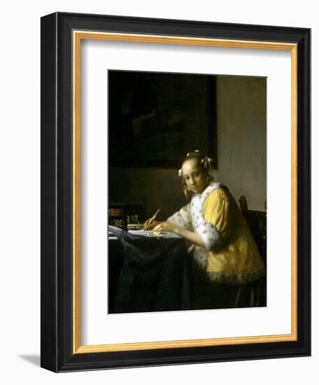 A Lady Writing a Letter-Johannes Vermeer-Framed Premium Giclee Print