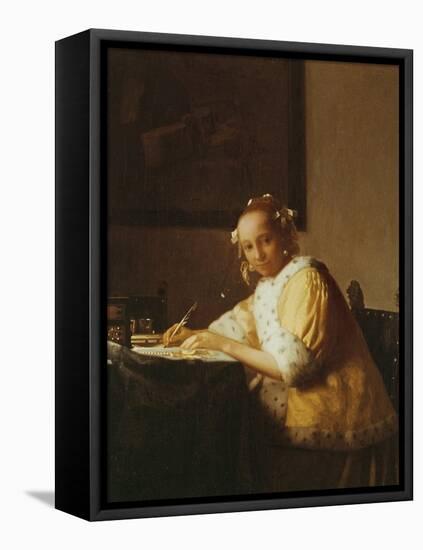 A Lady Writing, about 1665-Johannes Vermeer-Framed Premier Image Canvas