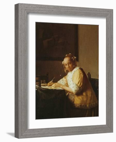 A Lady Writing, about 1665-Johannes Vermeer-Framed Giclee Print