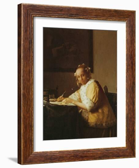 A Lady Writing, about 1665-Johannes Vermeer-Framed Giclee Print