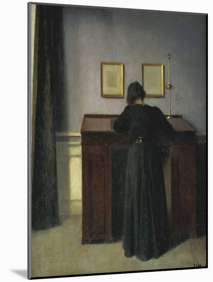 A Lady Writing at Her Desk-Vilhelm Hammershoi-Mounted Giclee Print