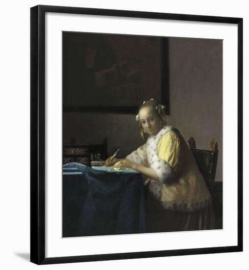 A Lady Writing, c. 1665-Jan Vermeer-Framed Premium Giclee Print
