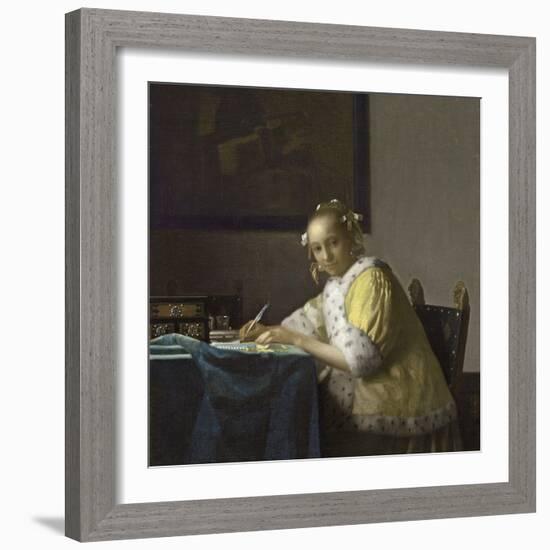 A Lady Writing, C. 1665-Johannes Vermeer-Framed Giclee Print