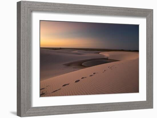 A Lagoon at Sunset in the Sand Dunes in Brazil's Lencois Maranhenses National Park-Alex Saberi-Framed Photographic Print