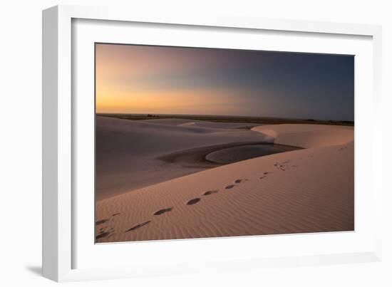 A Lagoon at Sunset in the Sand Dunes in Brazil's Lencois Maranhenses National Park-Alex Saberi-Framed Photographic Print