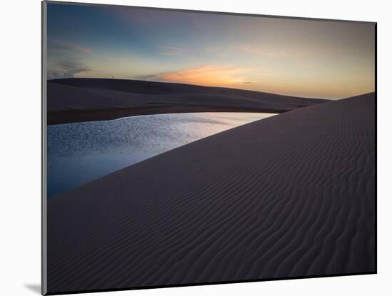 A Lagoon at Sunset in the Sand Dunes in Brazil's Lencois Maranhenses National Park-Alex Saberi-Mounted Photographic Print