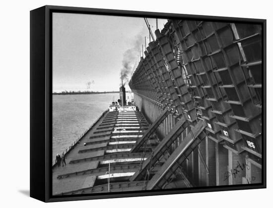 A Lake Freighter Loading Up Ore-Carl Mydans-Framed Premier Image Canvas