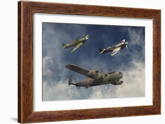 A Lancaster Bomber, a Hawker Hurricane and a Spitfire Fighter Plane of the Royal Air Force-Stocktrek Images-Framed Art Print