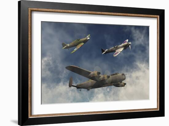 A Lancaster Bomber, a Hawker Hurricane and a Spitfire Fighter Plane of the Royal Air Force-Stocktrek Images-Framed Art Print