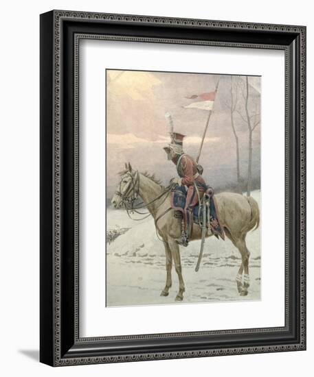 A Lancer of Napoleon's Polish Guards on Winter Patrol-Jan Van Chelminski-Framed Giclee Print