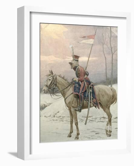 A Lancer of Napoleon's Polish Guards on Winter Patrol-Jan Van Chelminski-Framed Giclee Print