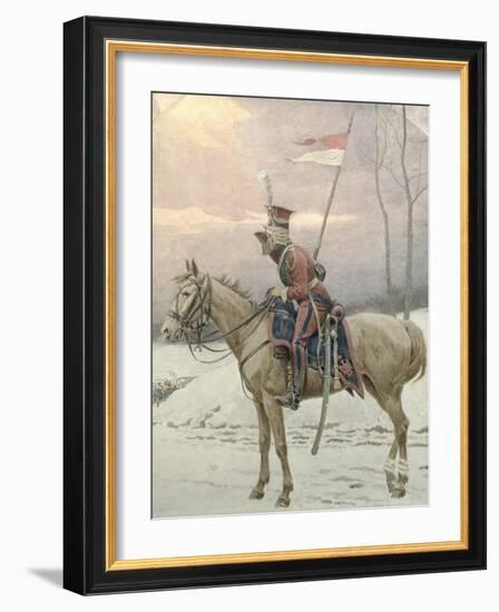 A Lancer of Napoleon's Polish Guards on Winter Patrol-Jan Van Chelminski-Framed Giclee Print