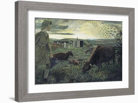 A Land Girl and the Bail Bull-Evelyn Dunbar-Framed Giclee Print