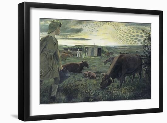 A Land Girl and the Bail Bull-Evelyn Dunbar-Framed Giclee Print