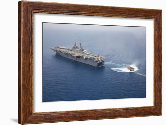 A Landing Craft Air Cushion Approaches the Well Deck of USS Kearsarge-null-Framed Photographic Print