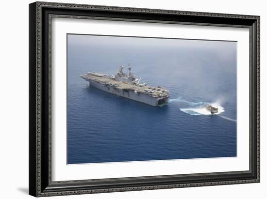A Landing Craft Air Cushion Approaches the Well Deck of USS Kearsarge-null-Framed Photographic Print