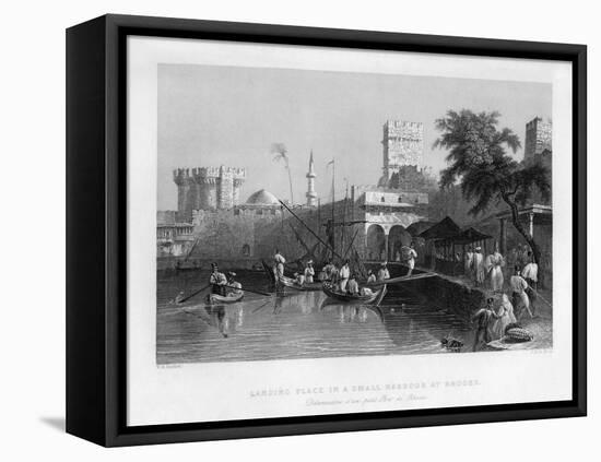 A Landing Place in a Small Harbour at Rhodes, Greece, 1841-John Le Keux-Framed Premier Image Canvas