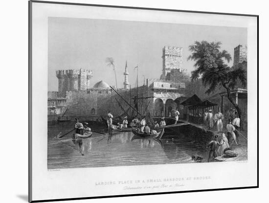 A Landing Place in a Small Harbour at Rhodes, Greece, 1841-John Le Keux-Mounted Giclee Print