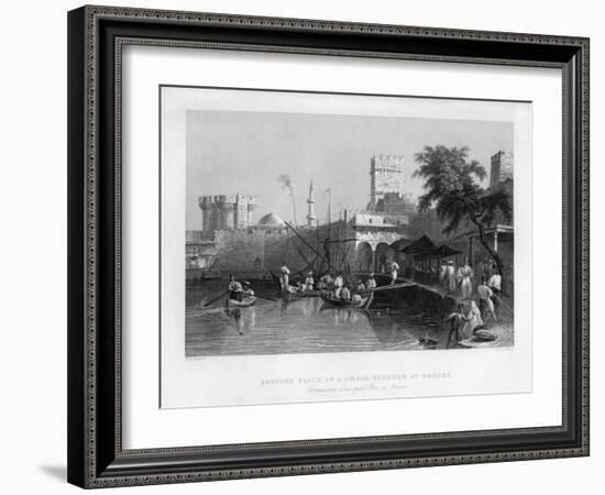 A Landing Place in a Small Harbour at Rhodes, Greece, 1841-John Le Keux-Framed Giclee Print