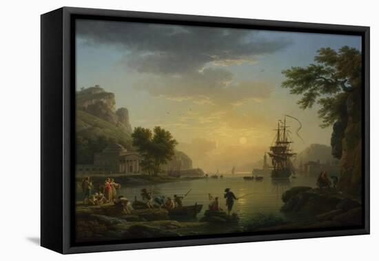 A Landscape at Sunset with Fishermen Returning with their Catch, 1773-Claude Joseph Vernet-Framed Premier Image Canvas