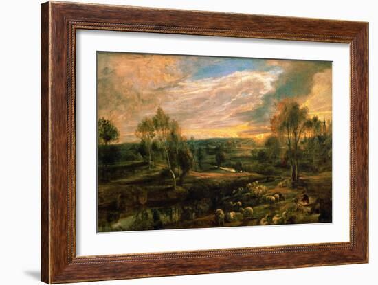 A Landscape with a Shepherd and His Flock, circa 1638-Peter Paul Rubens-Framed Giclee Print