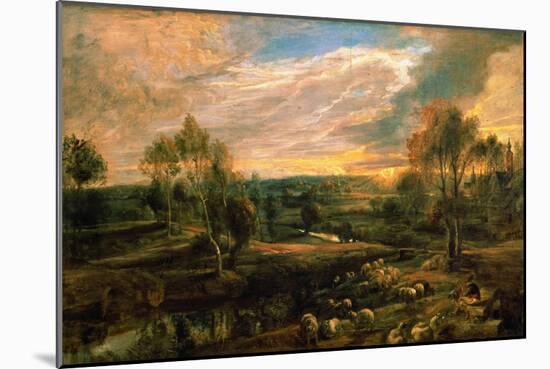 A Landscape with a Shepherd and His Flock, circa 1638-Peter Paul Rubens-Mounted Giclee Print