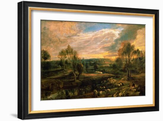 A Landscape with a Shepherd and His Flock, circa 1638-Peter Paul Rubens-Framed Giclee Print