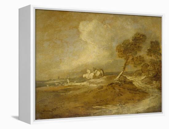 A Landscape with Horsemen-Thomas Gainsborough-Framed Premier Image Canvas