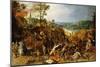 A Landscape with Marauders attacking a Wagon Train and Pillaging a Village-Sebastian Vrancx-Mounted Giclee Print