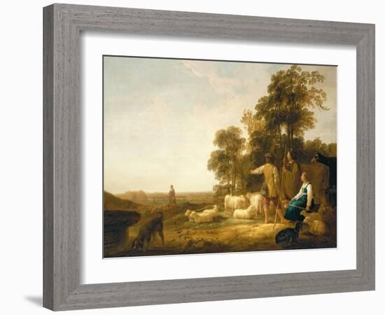 A Landscape with Shepherds and Shepherdesses-Aelbert Cuyp-Framed Giclee Print