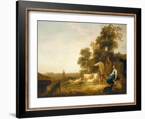 A Landscape with Shepherds and Shepherdesses-Aelbert Cuyp-Framed Giclee Print