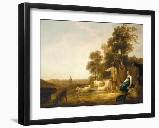 A Landscape with Shepherds and Shepherdesses-Aelbert Cuyp-Framed Giclee Print