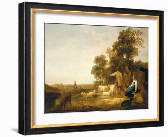 A Landscape with Shepherds and Shepherdesses-Aelbert Cuyp-Framed Giclee Print