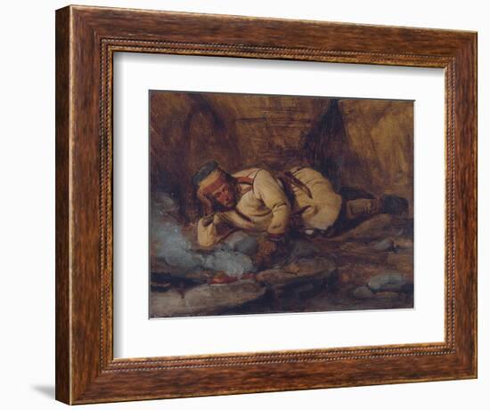 A Laplander Asleep by a Fire-Francois Auguste Biard-Framed Giclee Print
