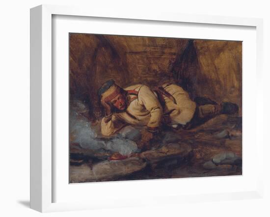 A Laplander Asleep by a Fire-Francois Auguste Biard-Framed Giclee Print