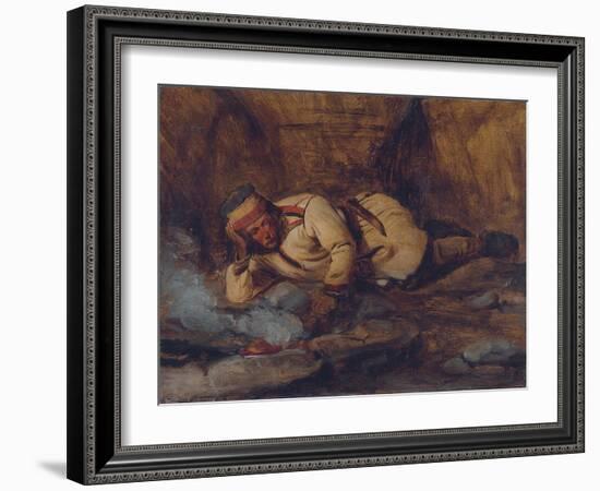 A Laplander Asleep by a Fire-Francois Auguste Biard-Framed Giclee Print