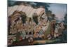 A Large Chinese Reverse Glass Painting Depicting a Festival Procession with-null-Mounted Giclee Print