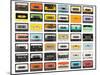 A Large Collection of Retro Cassette Tapes Places in a Grid-dubassy-Mounted Photographic Print