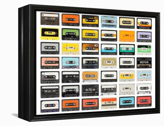 A Large Collection of Retro Cassette Tapes Places in a Grid-dubassy-Framed Premier Image Canvas