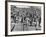 A Large Crowd of People Running Through the Streets During the Dodge City Parade-Peter Stackpole-Framed Premium Photographic Print