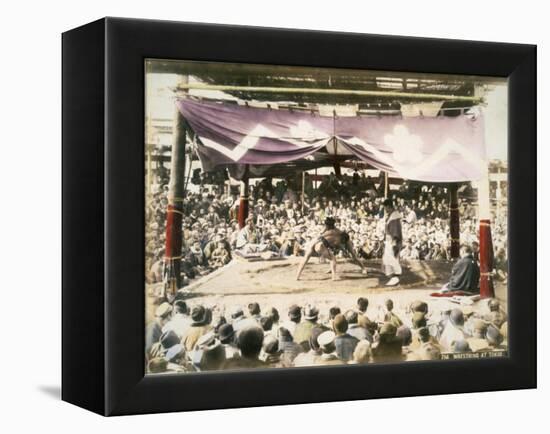 A Large Crowd Watching Sumo Wrestlers, C.1880s-null-Framed Premier Image Canvas