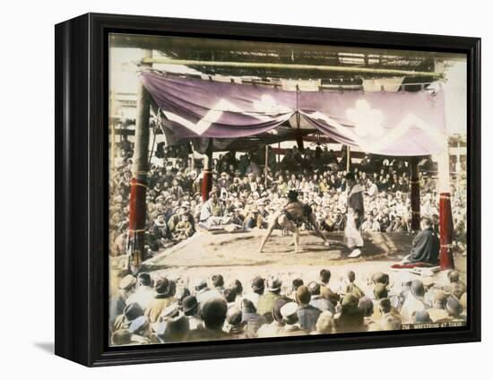 A Large Crowd Watching Sumo Wrestlers, C.1880s-null-Framed Premier Image Canvas