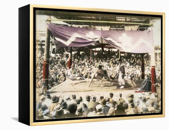 A Large Crowd Watching Sumo Wrestlers, C.1880s-null-Framed Premier Image Canvas