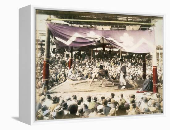 A Large Crowd Watching Sumo Wrestlers, C.1880s-null-Framed Premier Image Canvas