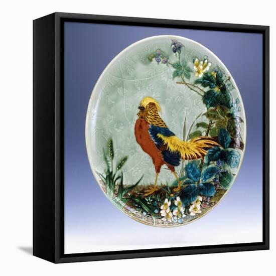 A Large Emile Diffloth Glazed Earthenware Charger, Depicting a Golden Pheasant-Eugene Carriere-Framed Premier Image Canvas