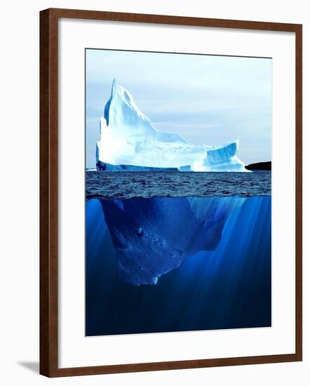 A Large Iceberg in the Cold Blue Cold Water. Collage-Sergey Nivens-Framed Art Print