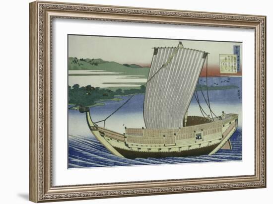 A Large Junk in Full Sail-Katsushika Hokusai-Framed Giclee Print